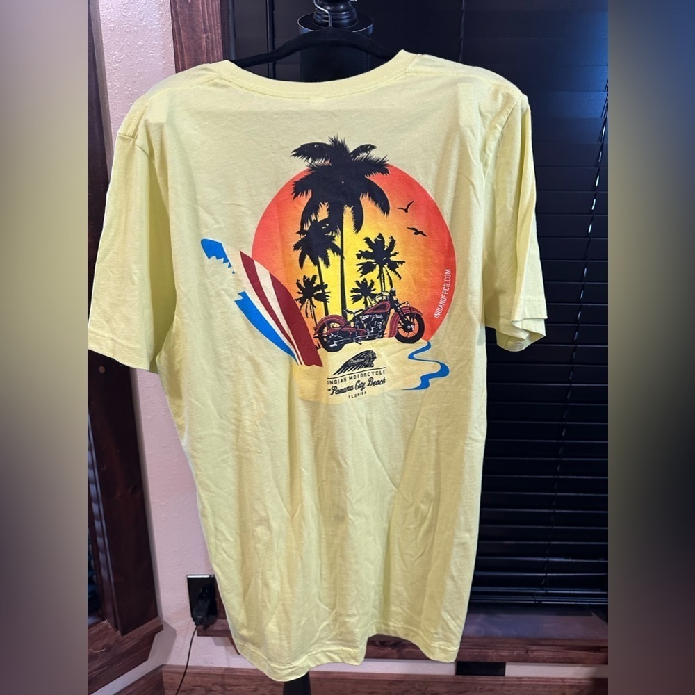 Vintage BELLA Canvas Indian Motorcycle Yellow short sleeve T-shirt Sz L